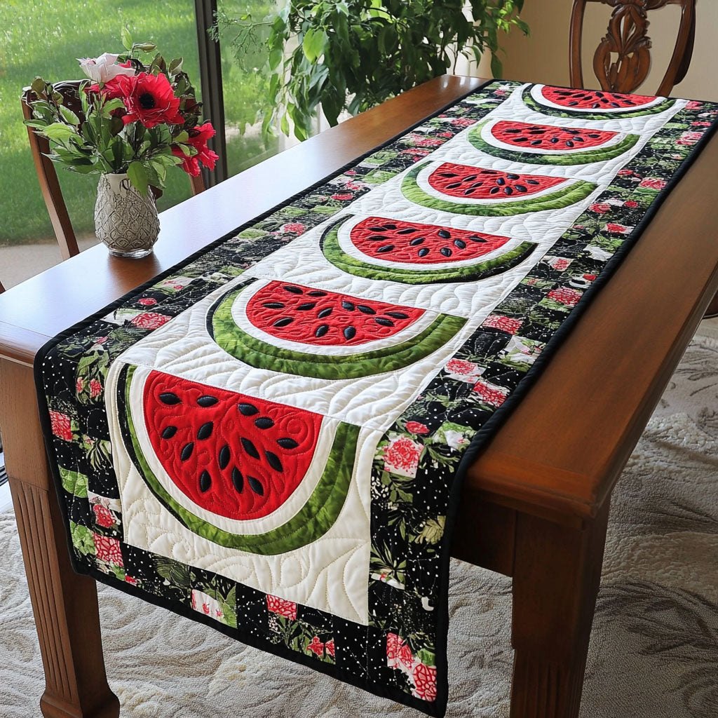 Watermelon Slices with Black Border Table Runner