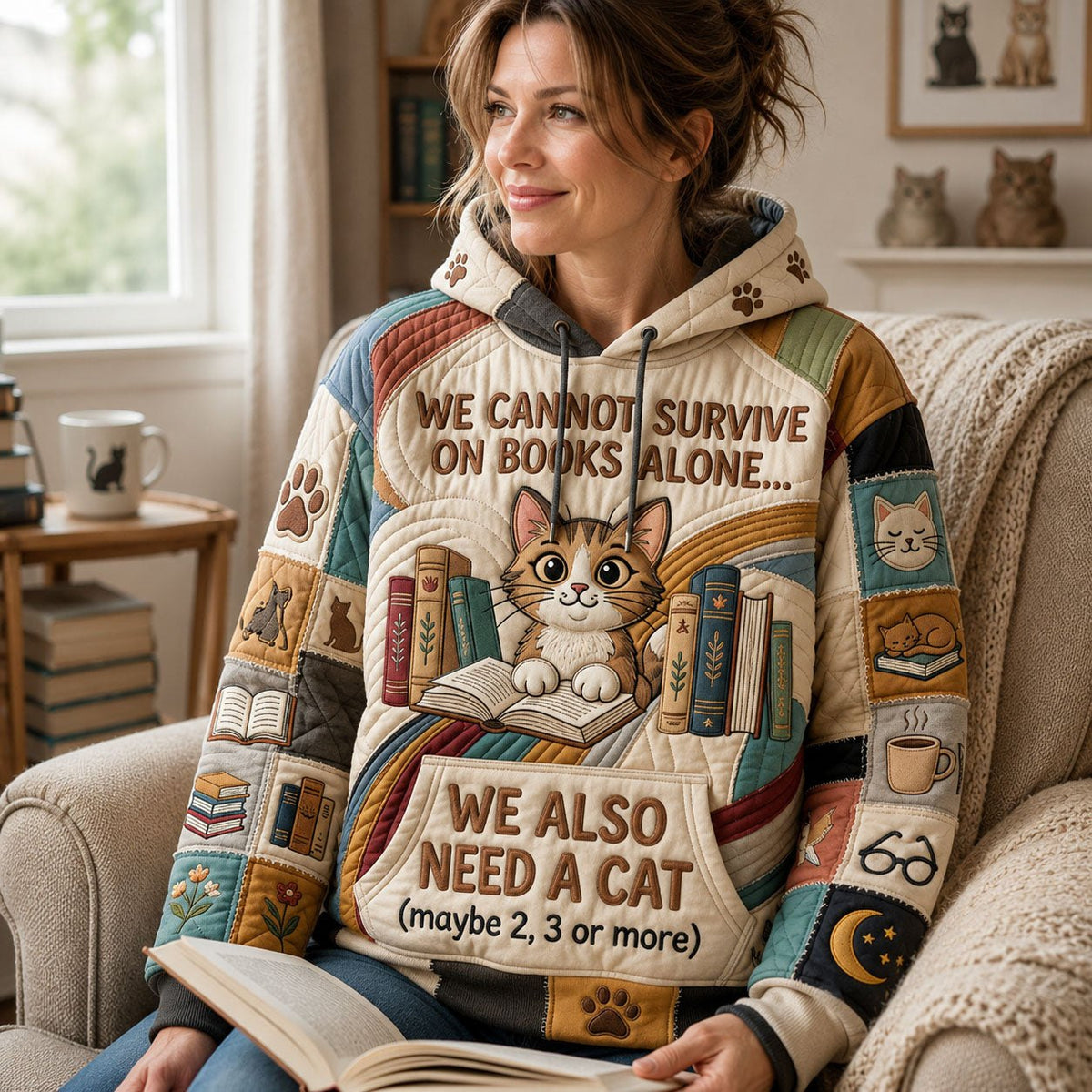 We Also Need Cats hoodie, all-over print