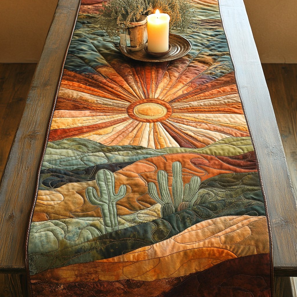Desert Sunrise with Cactus Table Runner