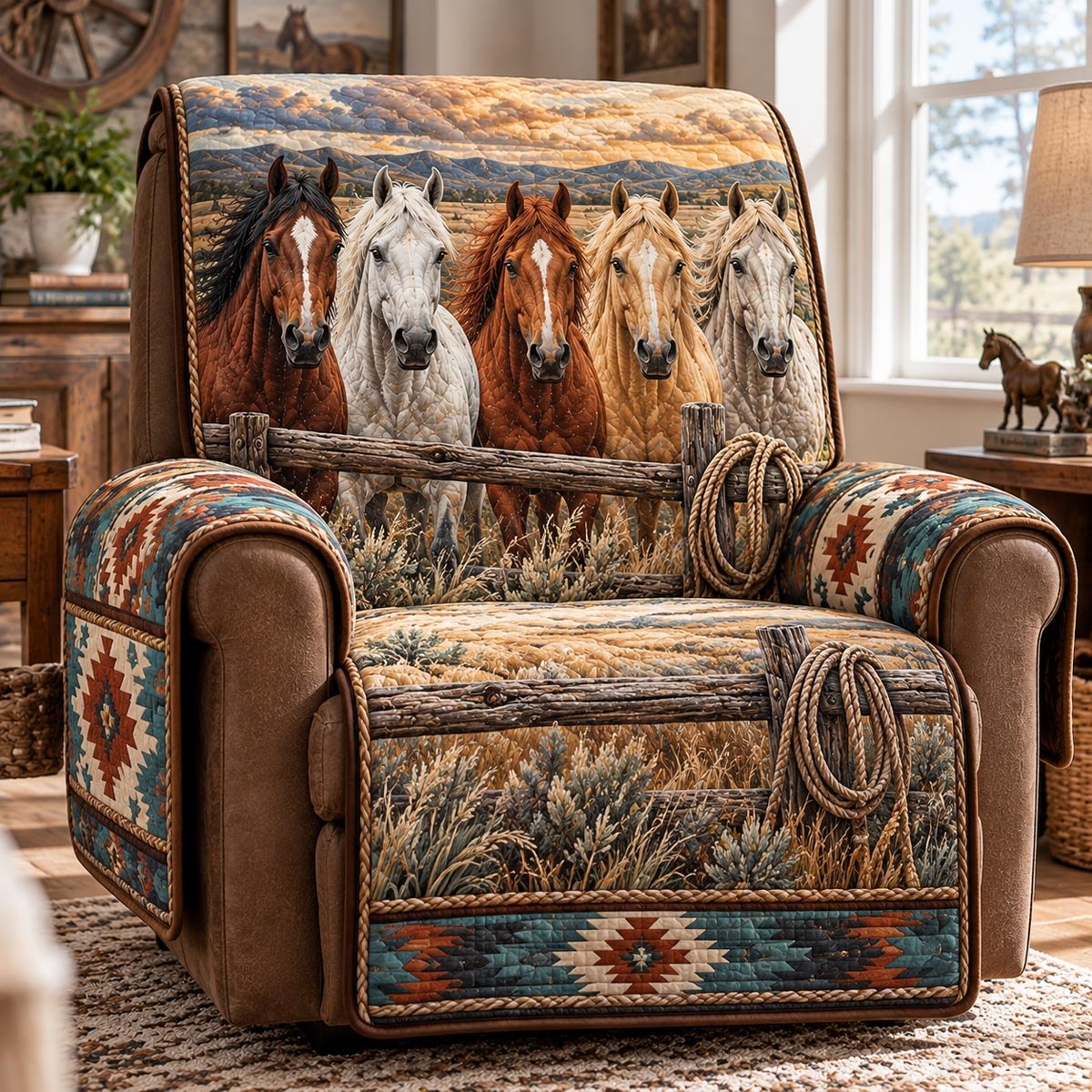 Western Horse Herd Sofa Cover