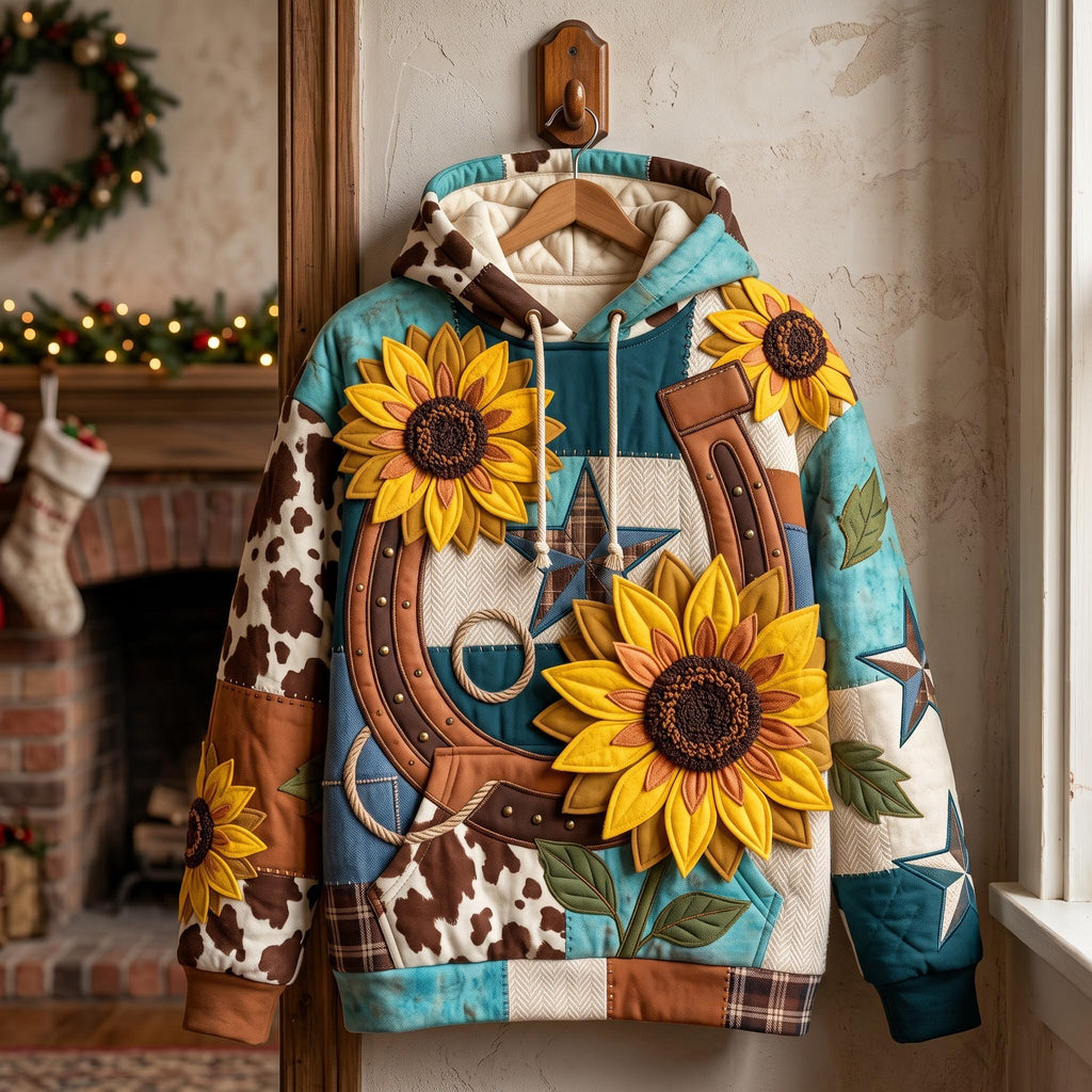 Western Sunflower hoodie, all-over print