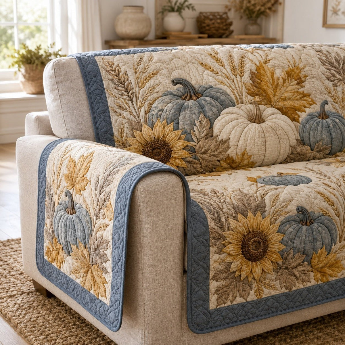 Wheat Pumpkins Sofa Cover