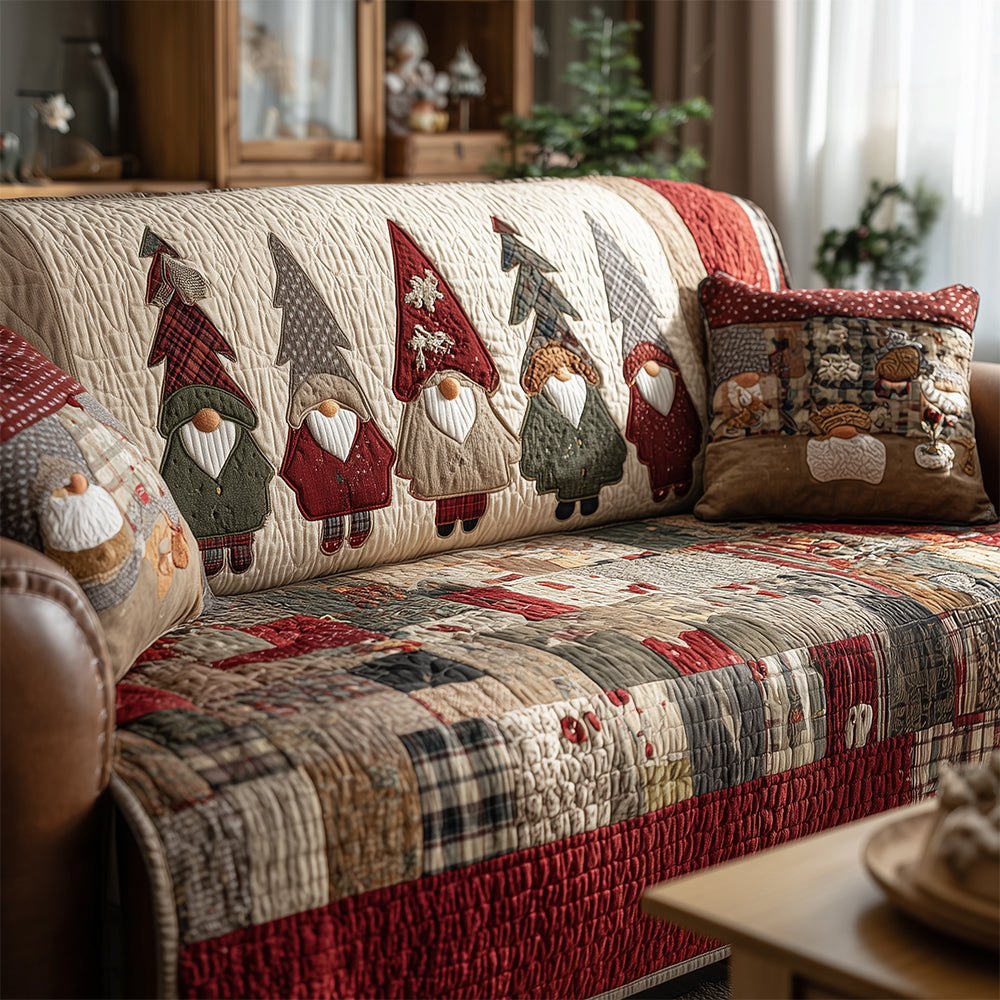 Whimsical Gnome Pine Sofa Cover