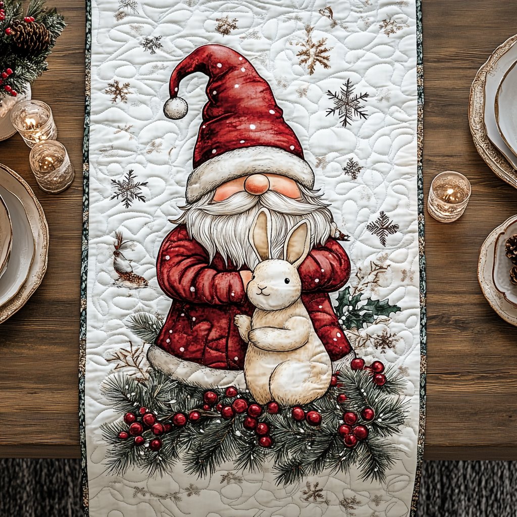 Whimsical Gnome Wonderland Table Runner