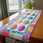 Easter Eggs on Bright Stripes Table Runner
