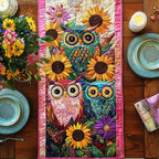 Whimsical Owl Village Table Runner