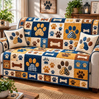 Whimsical Paw Prints Sofa Cover