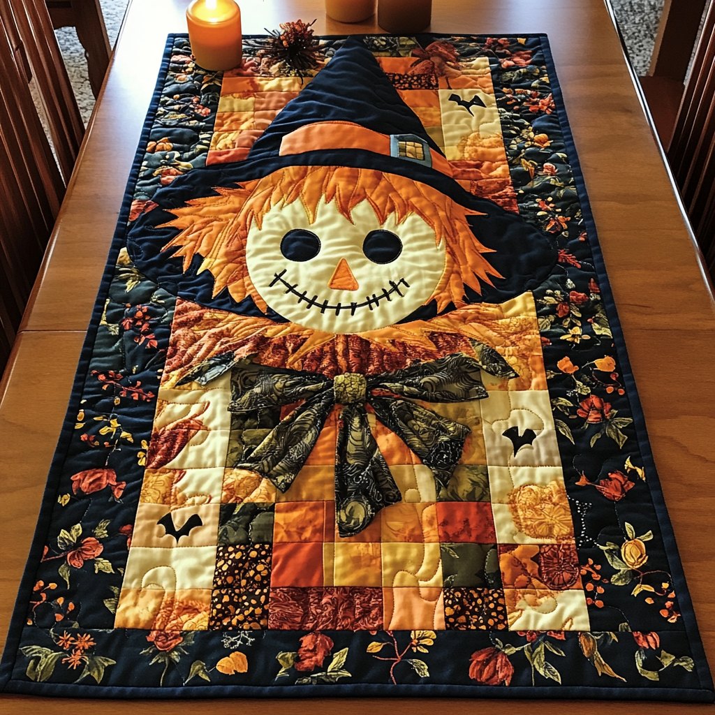 Whimsical Scarecrow Harvest Table Runner