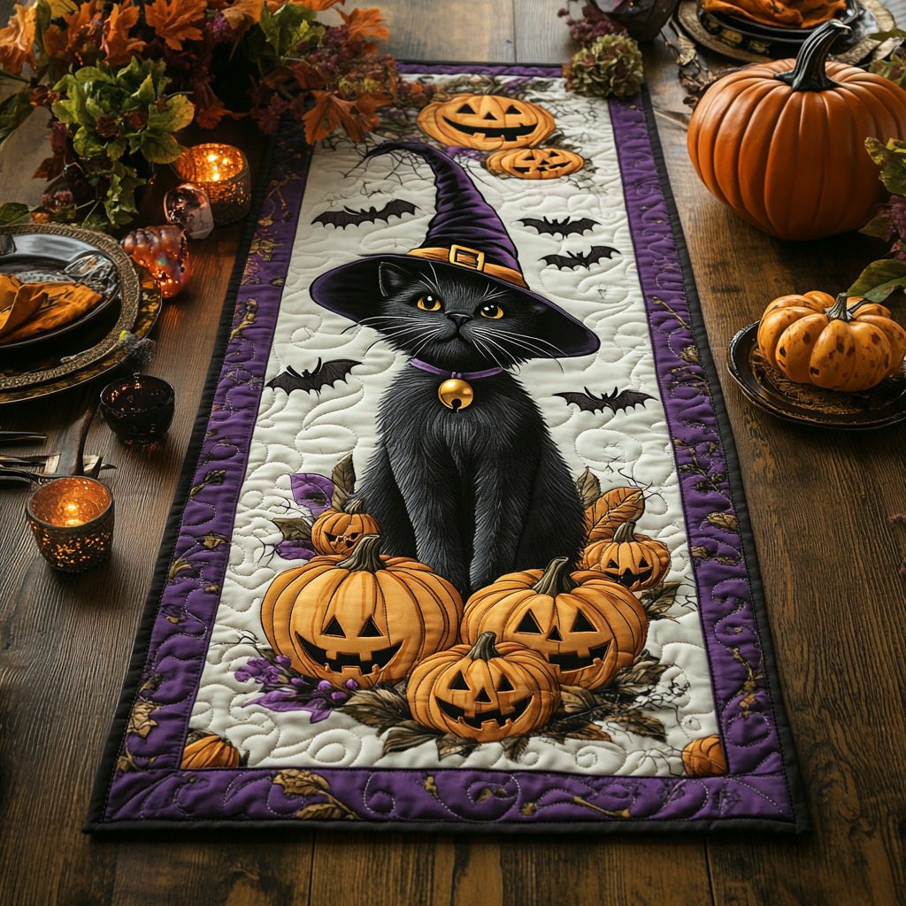 Whimsy Witchery Black Cat Table Runner