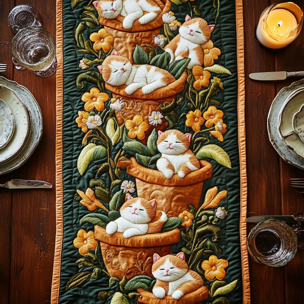 Whisker Pots Table Runner