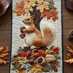 Whiskered Autumn Squirrel Table Runner