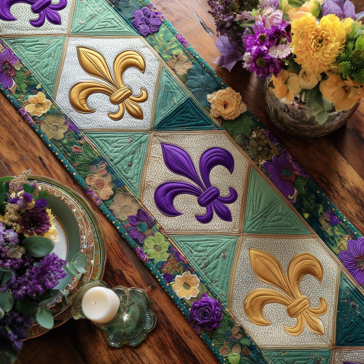 Whisper of Mardi Gras Table Runner