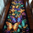 Gold and Teal Butterflies on Black Table Runner