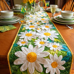 White Daisy Charm Table Runner