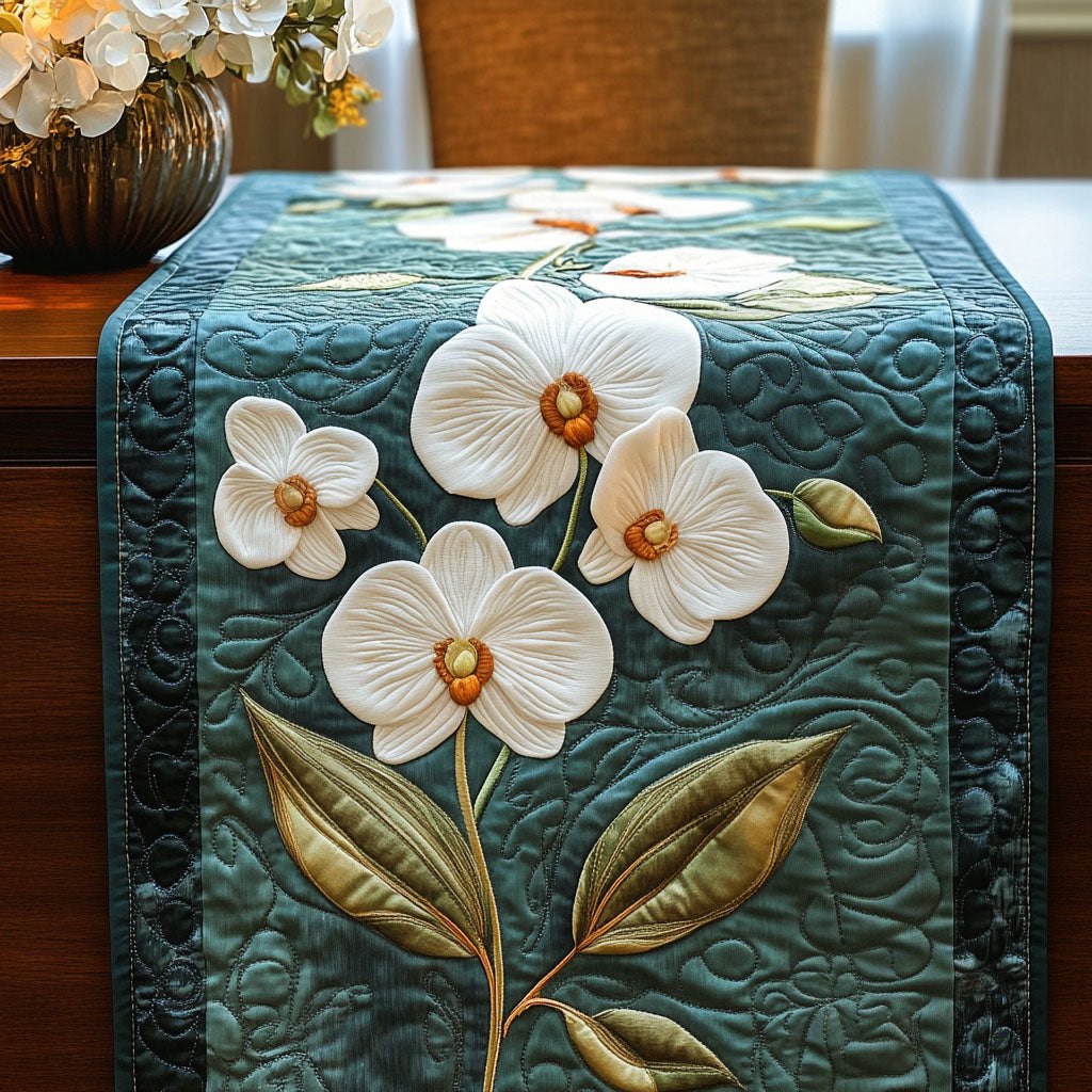 White Orchid Elegance Table Runner