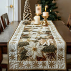 White Poinsettia Flowers Table Runner