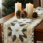 White Poinsettias Table Runner