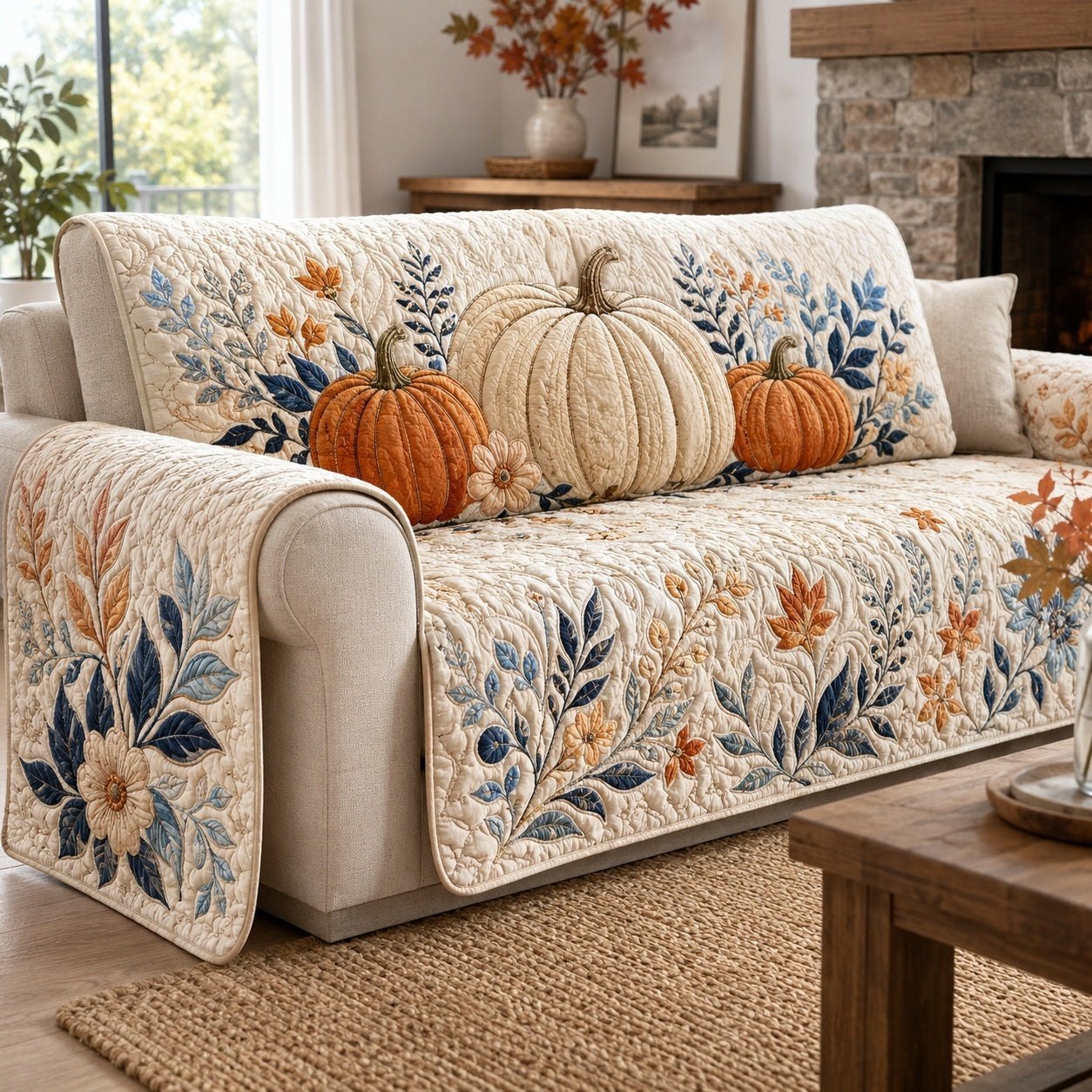 White Pumpkins Sofa Cover
