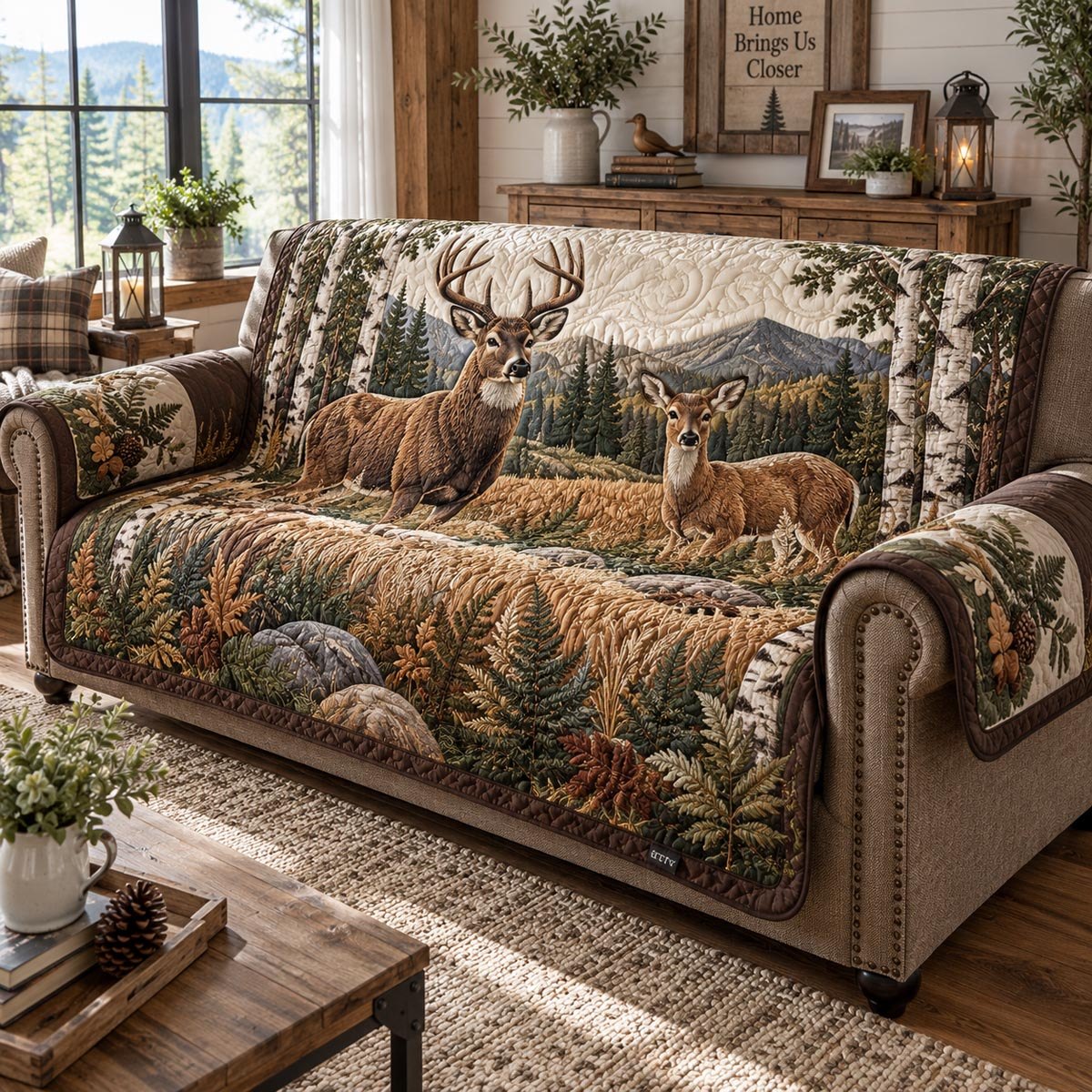 Whitetail Deer Retreat Sofa Cover