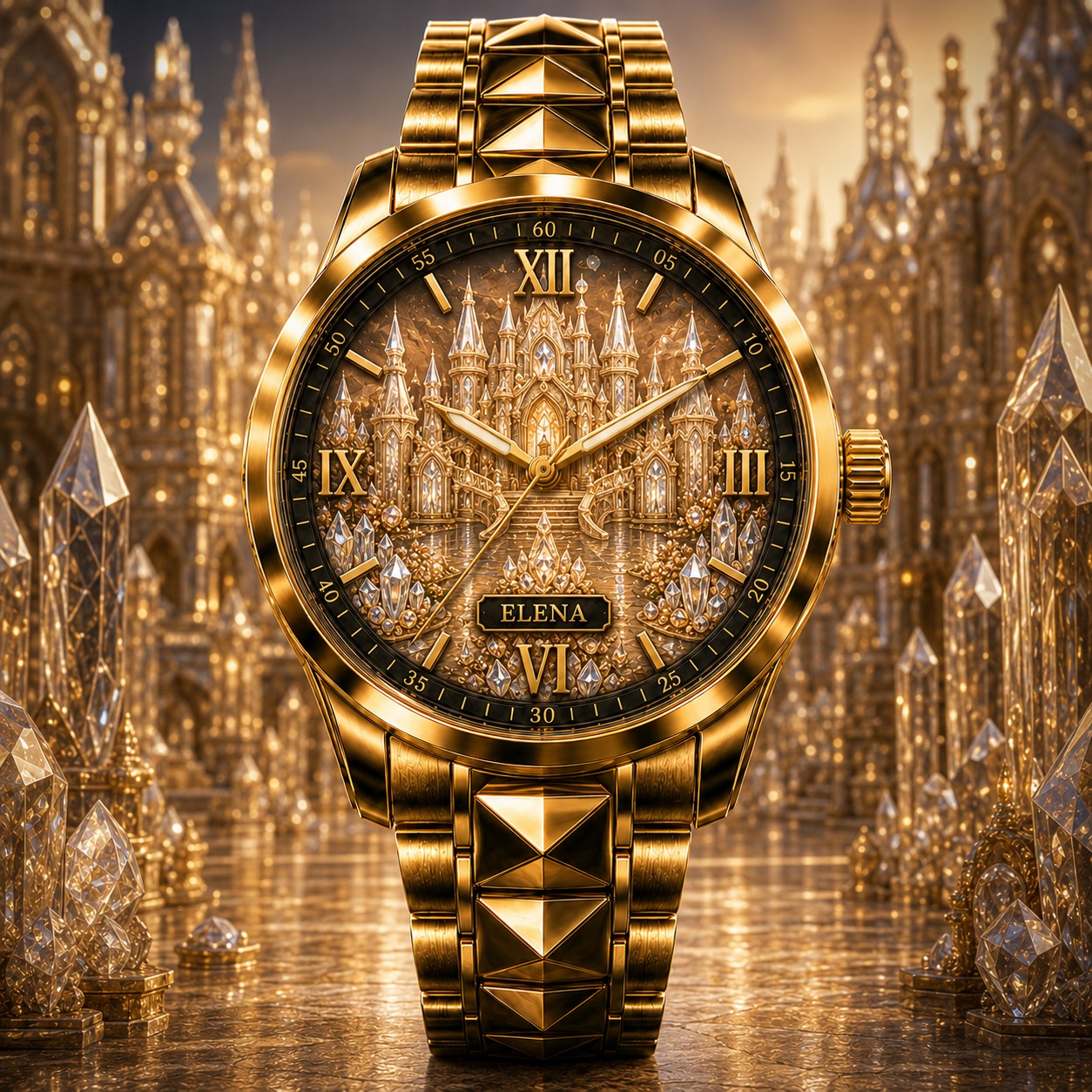 Custom Crystal Castle Watch — personalized with a custom name