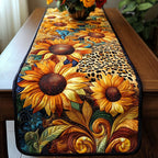 Sunflowers with Leopard Print Border Table Runner