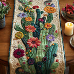 Blooming Cactus in Bright Colors Table Runner