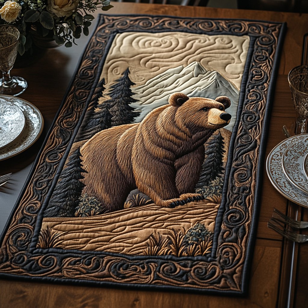 Wild Grizzly Table Runner