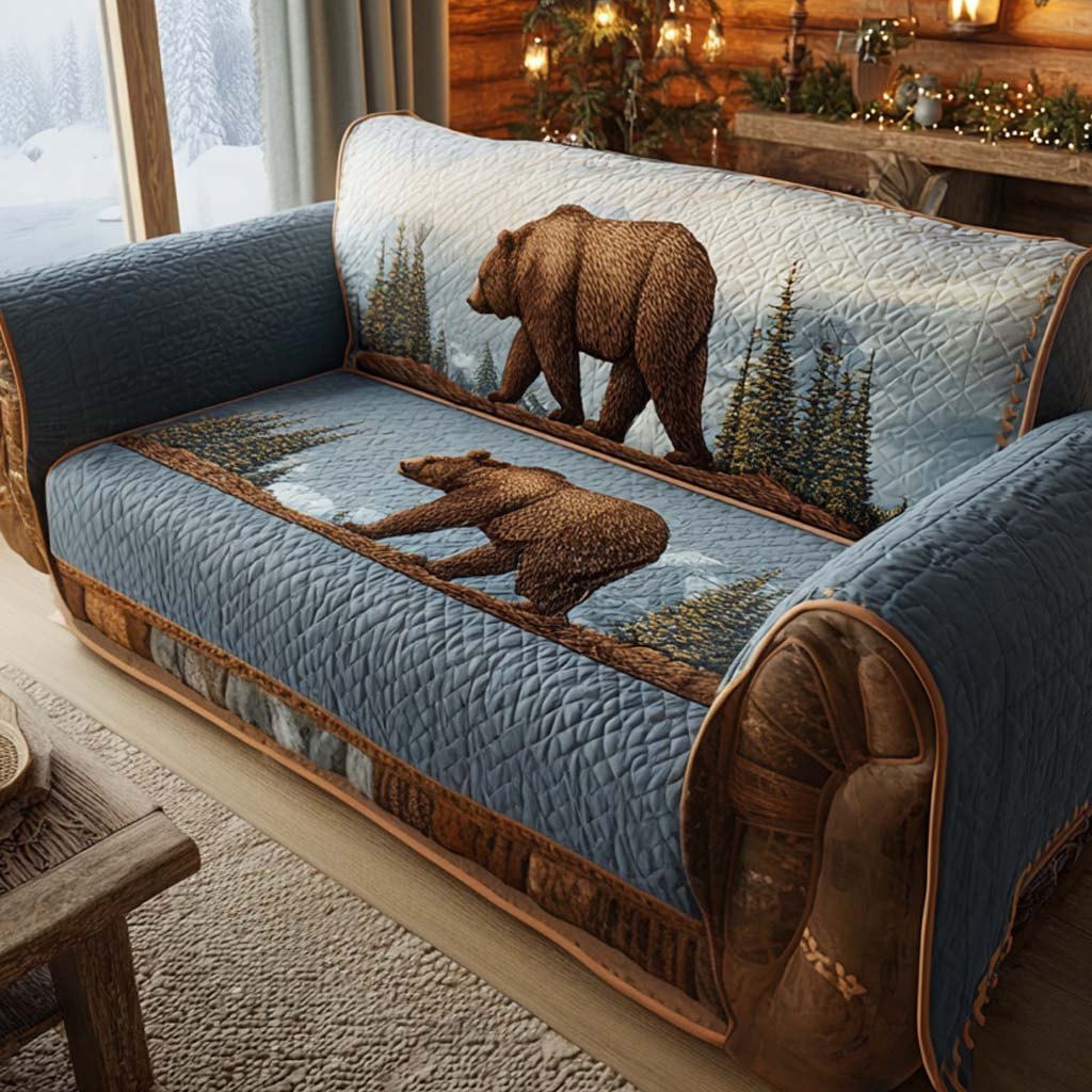 Bears by a Stream in the Pines Sofa Cover