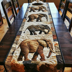 Elephants Walking in a Line Table Runner