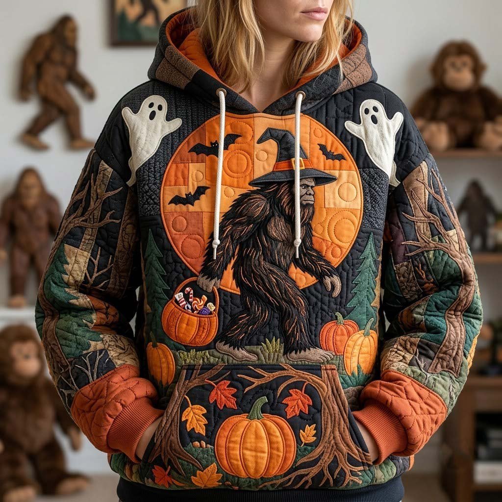 Bigfoot Halloween Ghost Pumpkin hoodie, all-over print