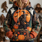 Bigfoot Halloween Ghost Pumpkin hoodie, all-over print