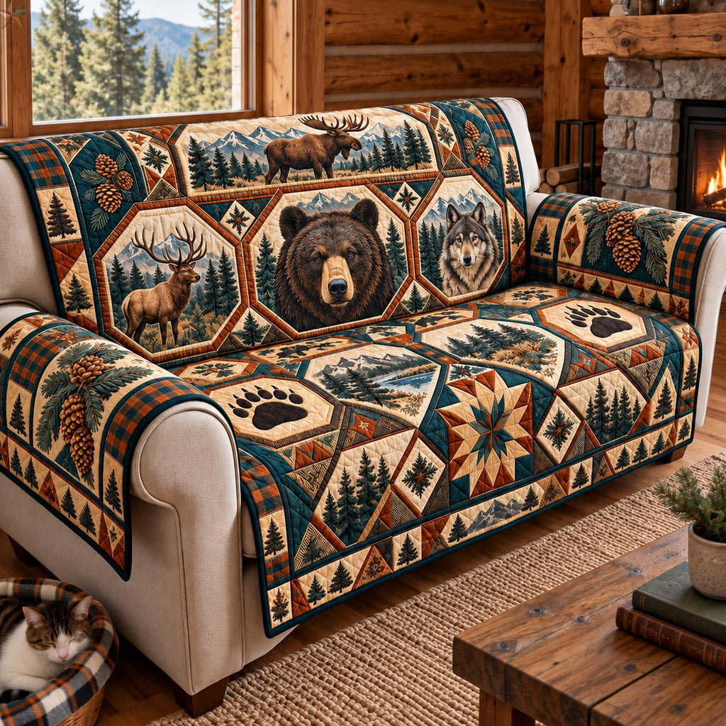 Wilderness Bear Wolf and Moose Sofa Cover