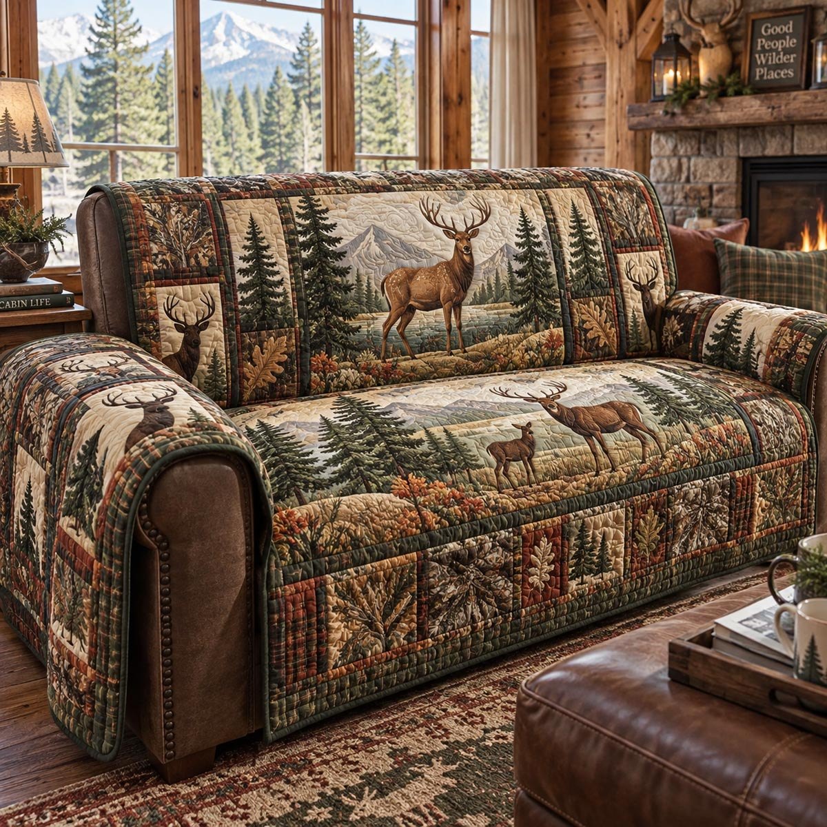 Wilderness Deer Retreat Sofa Cover