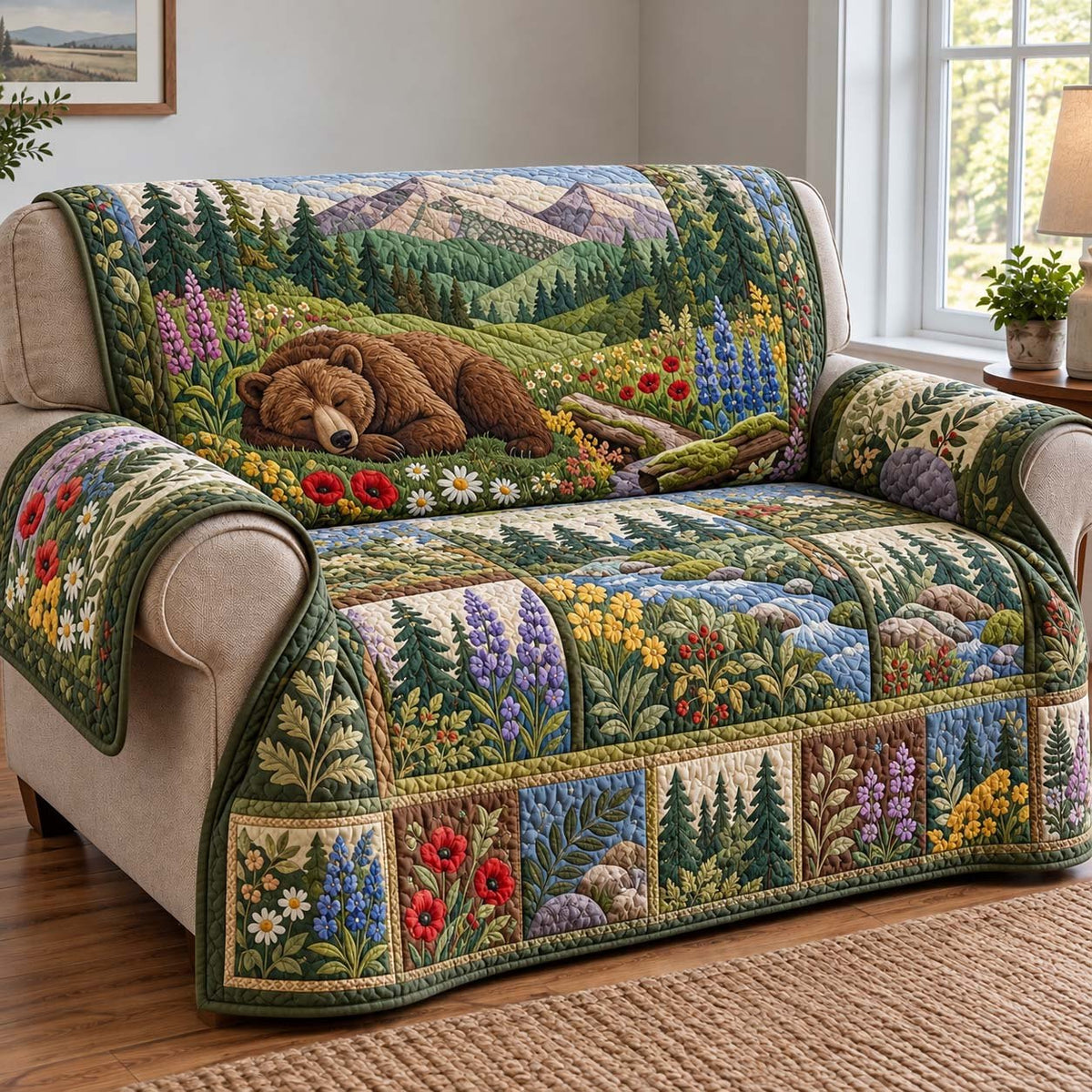 Wildflower Bear Meadow Sofa Cover