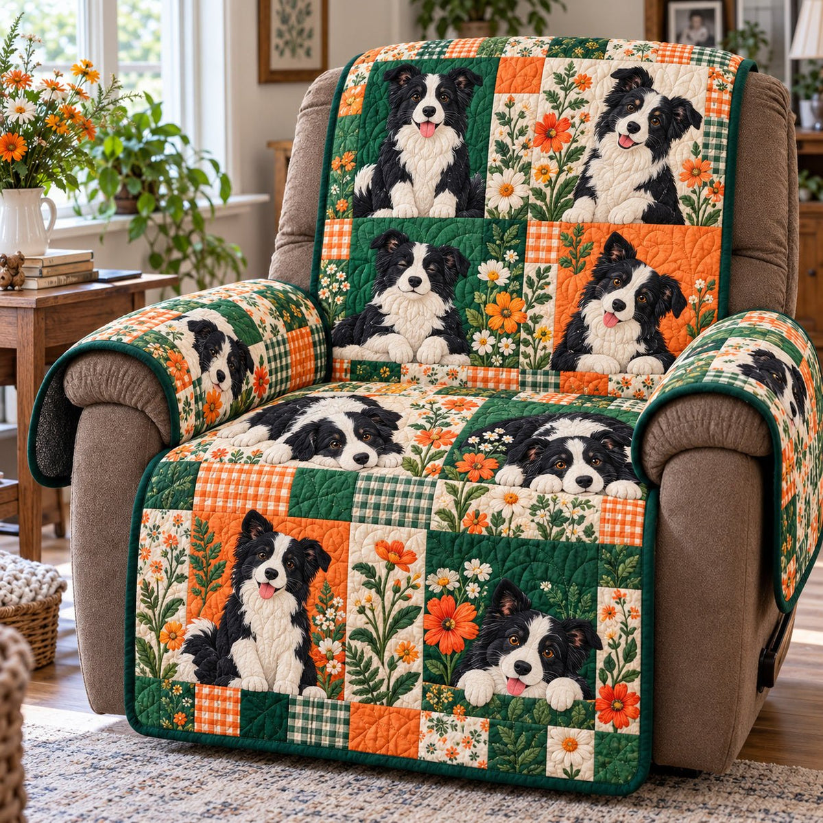 Wildflower Border Collie Sofa Cover