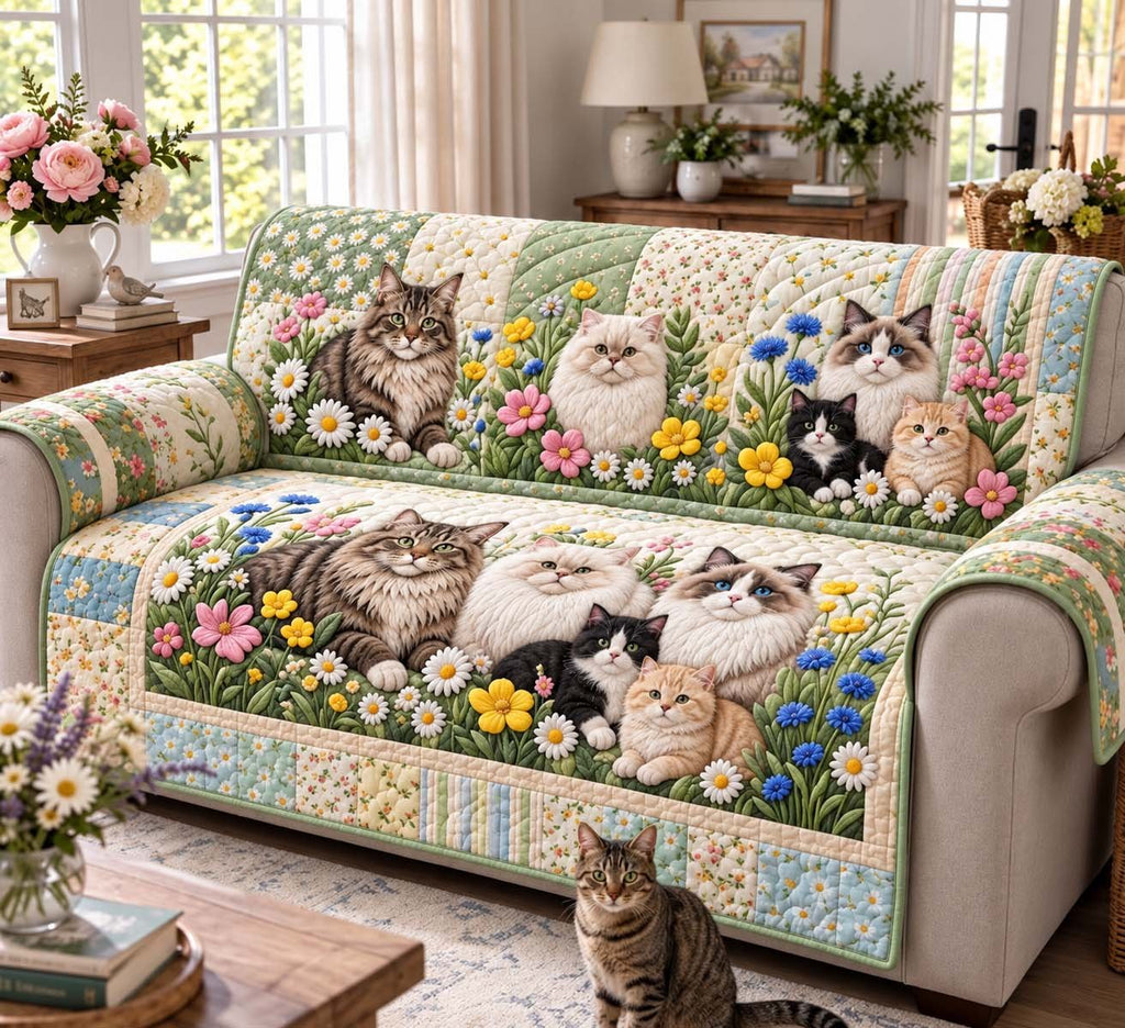 Wildflower Meadow Cats Sofa Cover