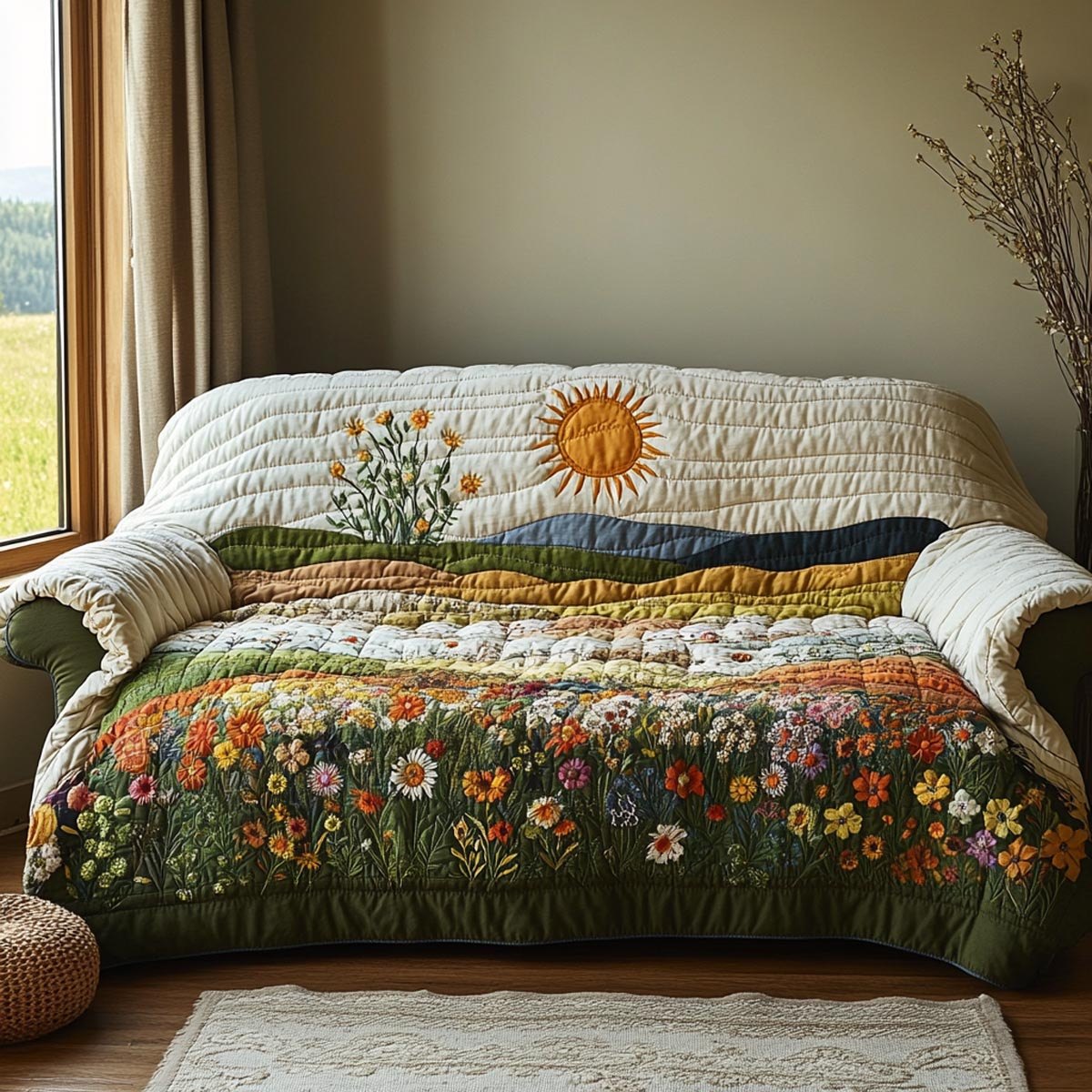Sun Above the Wildflower Meadow Sofa Cover