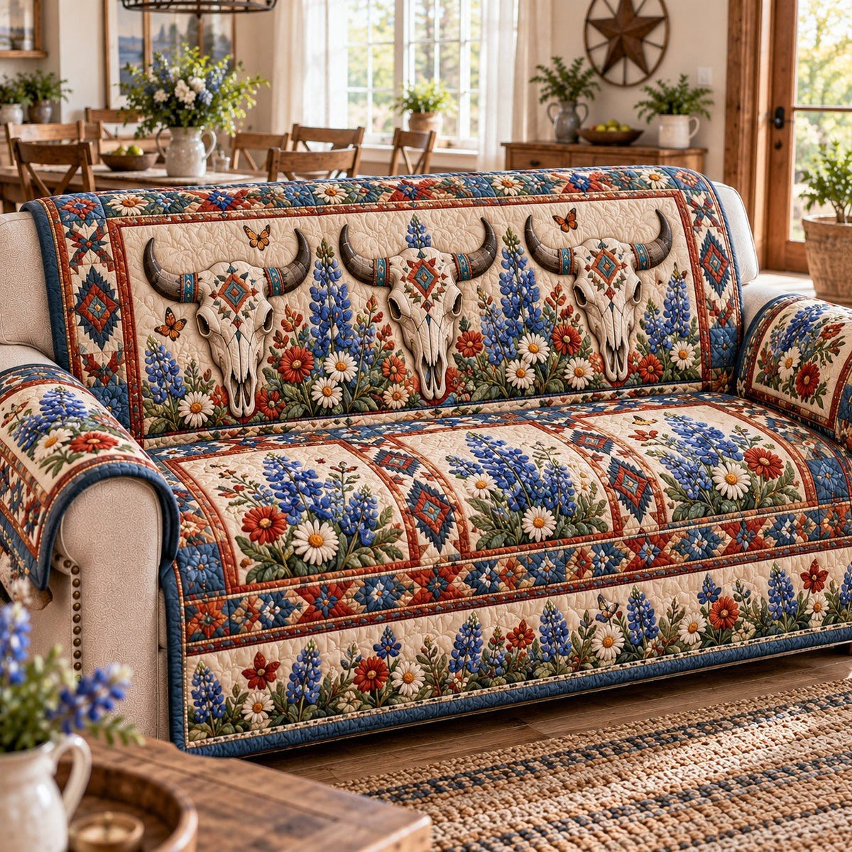 Wildflower Skull Trio Sofa Cover