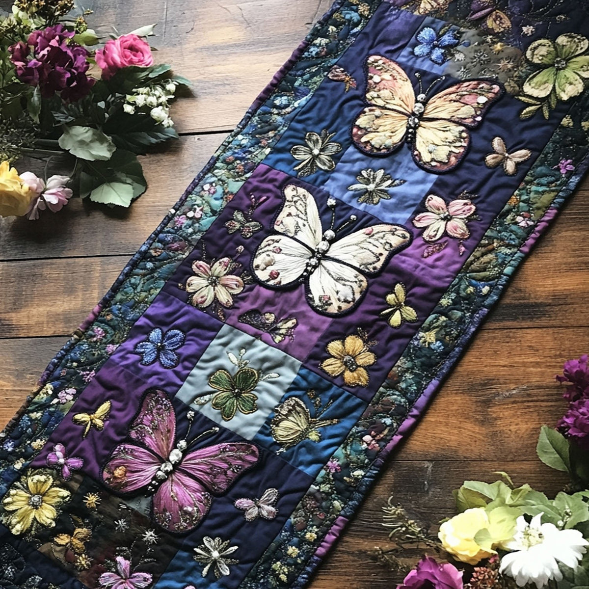 Winged Blooms Table Runner