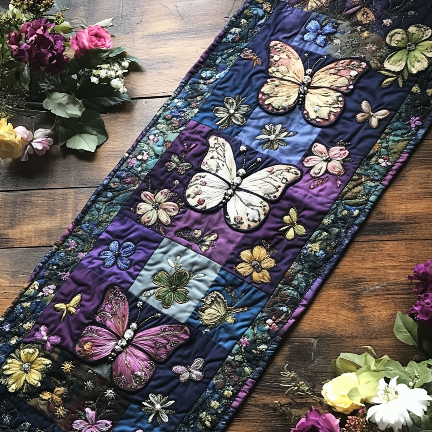 Winged Blooms Table Runner