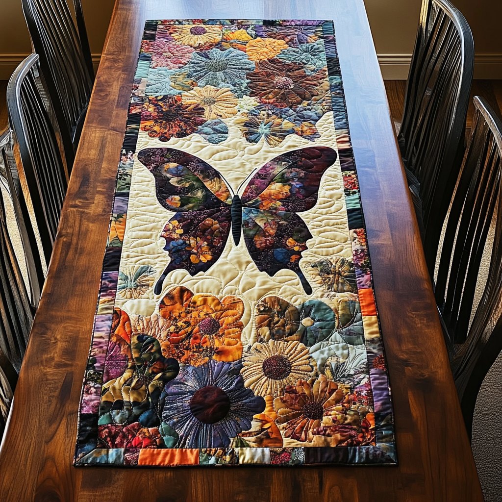 Butterfly with Autumn Sunflowers Table Runner