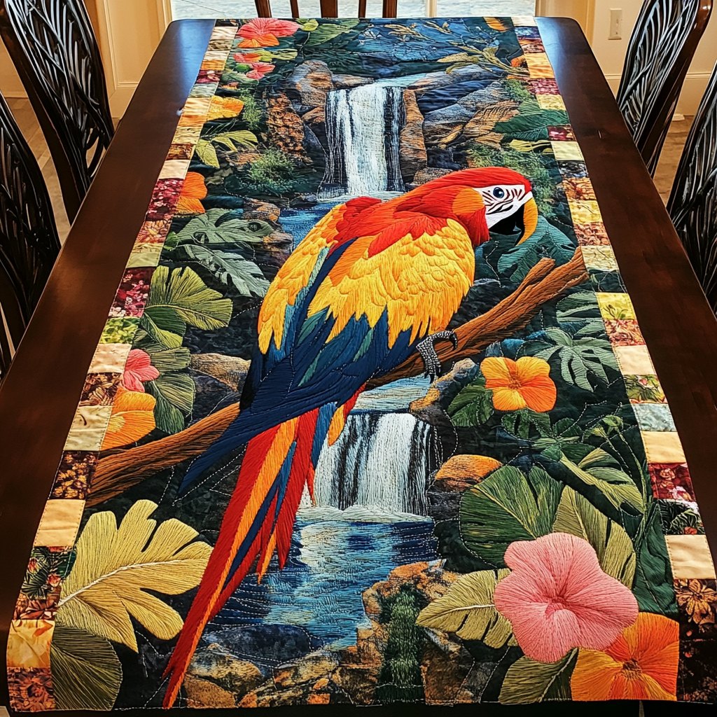 Macaw Parrot in the Jungle Table Runner