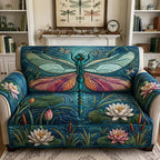 Dragonfly over Blue Water Lilies Sofa Cover