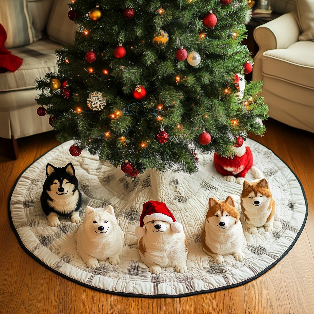 Winter Akita Wonderland Christmas Tree Skirt