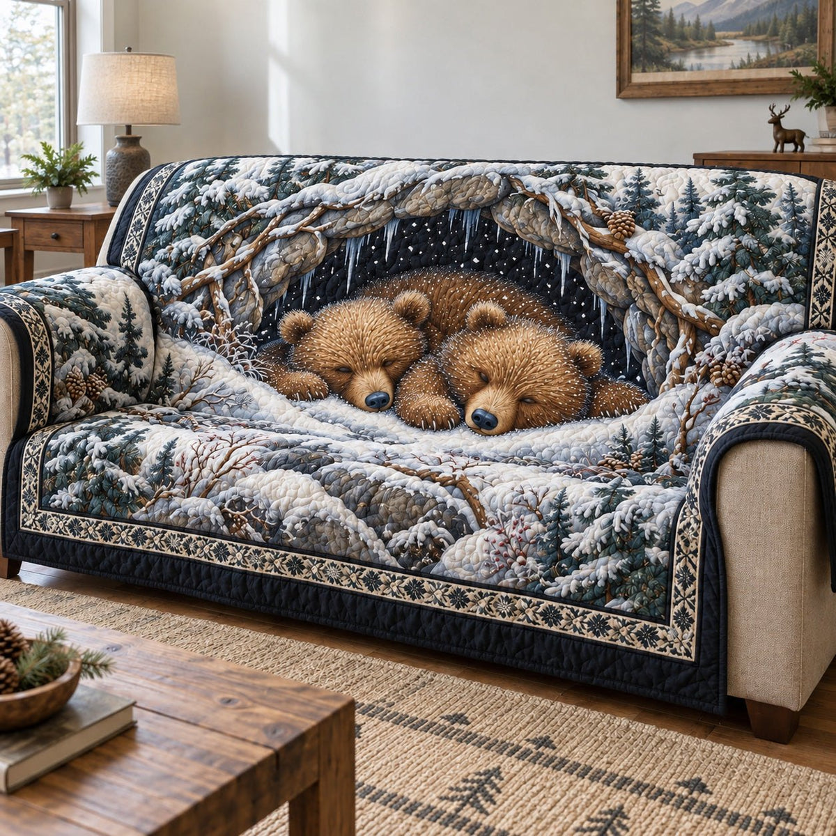 Winter Bears Hibernation Sofa Cover