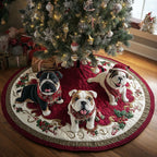 Winter Bulldog Wishes Christmas Tree Skirt
