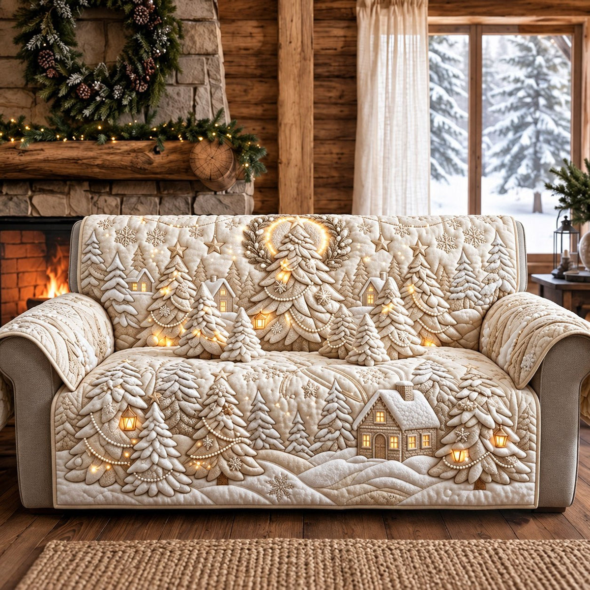 Winter Cabin Sofa Cover