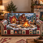 Winter Camping Bigfoot Sofa Cover
