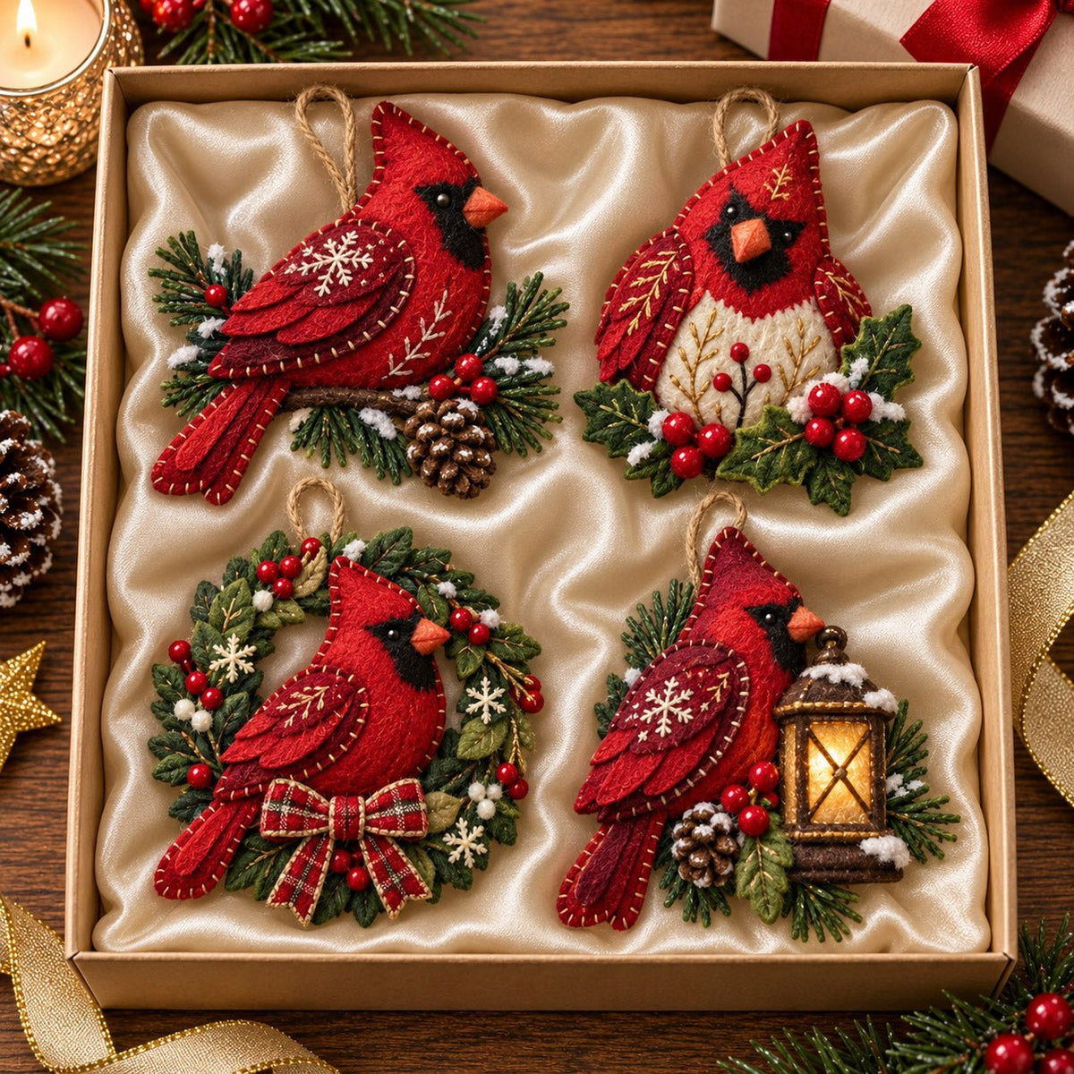 Winter Cardinal Ornament Gift Set