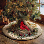 Winter Cardinal Nest Christmas Tree Skirt